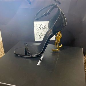 YSL Opyum Sandal with Gold Accent Heel